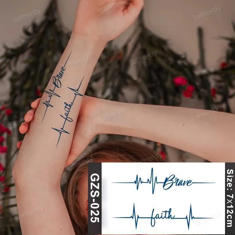 Heartbeat Line Tattoo – Brave + Faith Waterproof Sticker