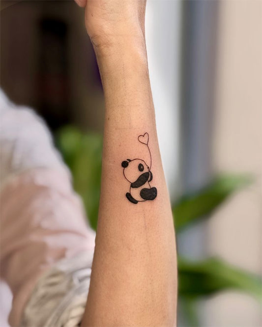 Cute Panda Balloon Temporary Tattoo