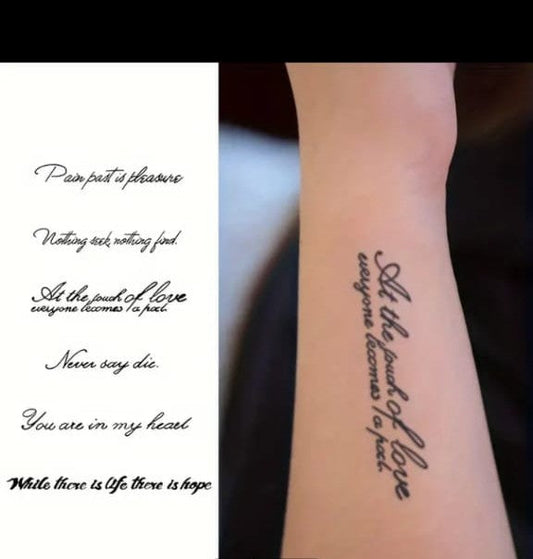 Temporary Tattoo – 6 Motivational Quotes for Wrist & Arm
