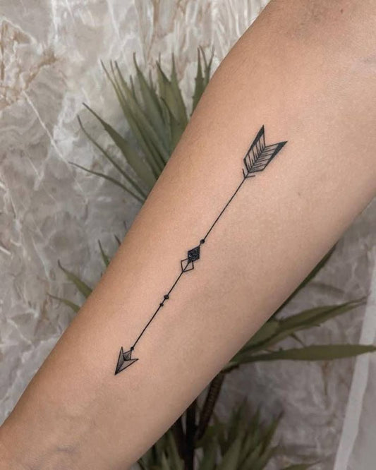 Minimalist Arrow Temporary Tattoo | Geometric Line Art Design